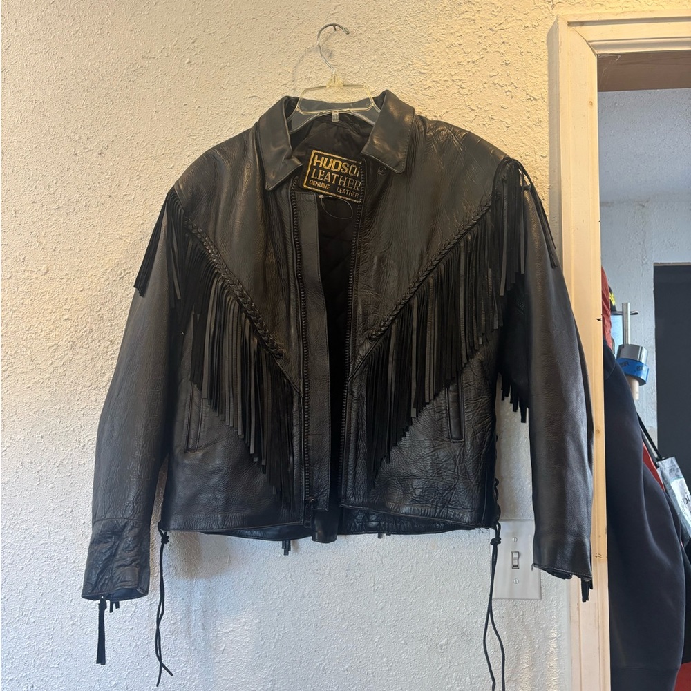 Vintage Hudson Leather Black Fringe Jacket